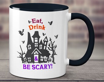 Personalized Halloween House Mug - Spooky Design, Perfect for Witches and Zombies