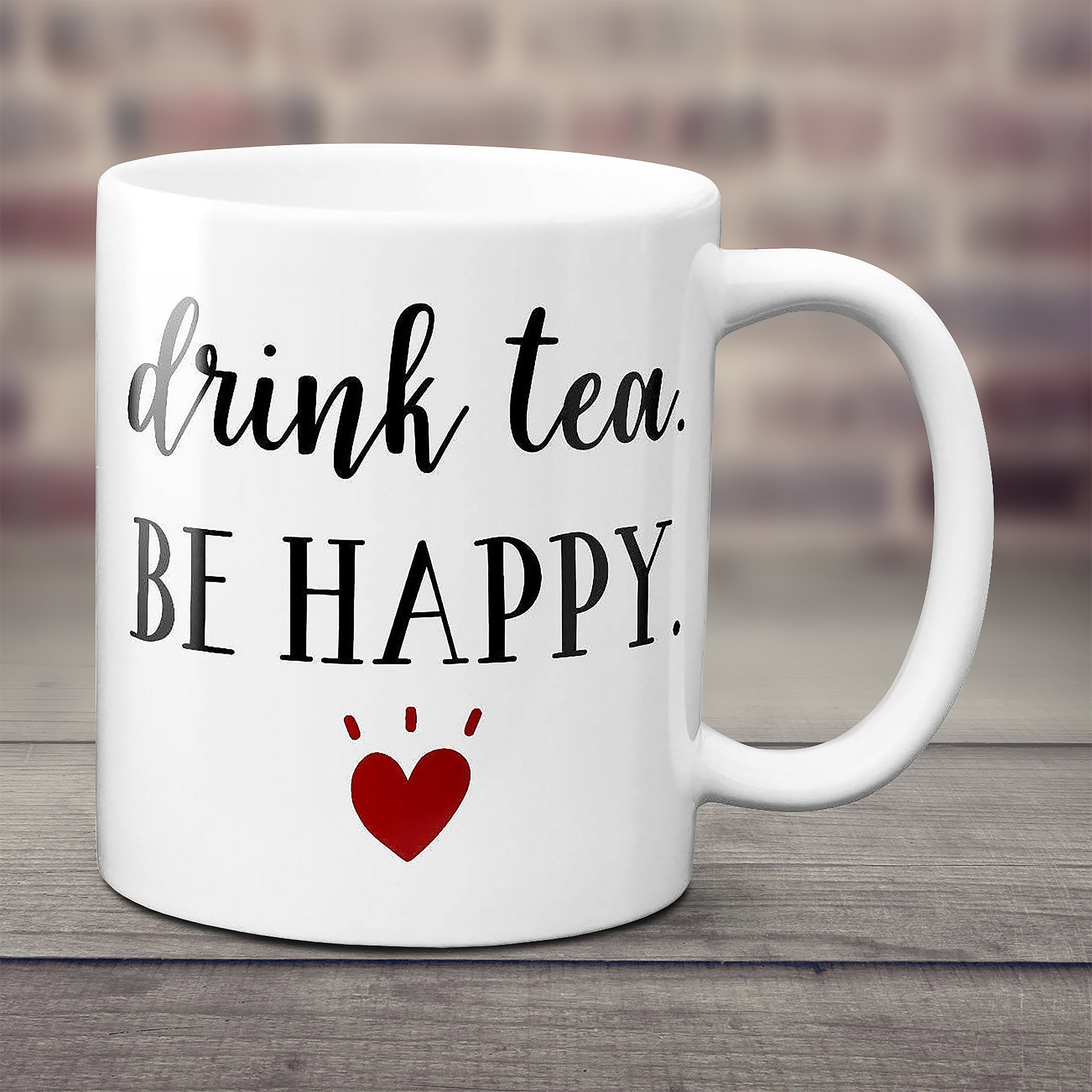 Be Happy Personalized Tea Mug Custom Tea Cups for a Cup of Love 