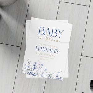 Invitaciones elegantes para baby shower, juego de invitaciones "Baby in Bloom", invitaciones personalizables, artículos para fiestas, sobres incluidos.