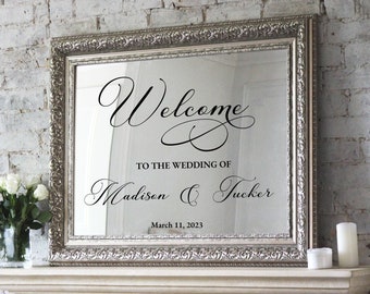 Personalized Wedding Welcome Sign Decal, Mirror or Wood