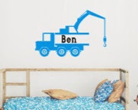 Construction theme name wall decal. Boy bedroom decals.  Construction name decals. Construction  stickers. Truck name stickers for wall