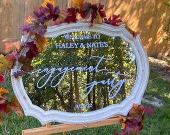 Personalized Engagement Party Sign Decal, Mirror & Glass Vinyl