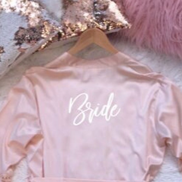 Iron on for Bridal robes.  Personalized bridal party robes with iron-ons.  Bridesmaid proposal gifts. Bachelorette t-shirt name iron ons.