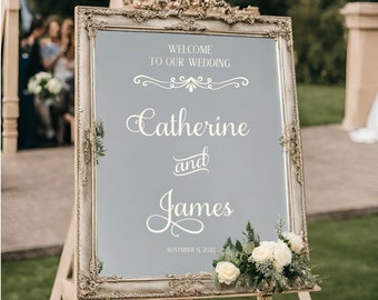 Personalized Wedding Welcome Sign Decal, Mirror or Wood Sign