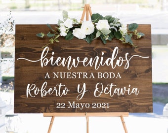 Bienvenidos a nuestra Boda sign. Bienvenidos signs. Wood wedding sign.  Spanish Wedding signs. A nuestra boda. Bienvenidos signs.