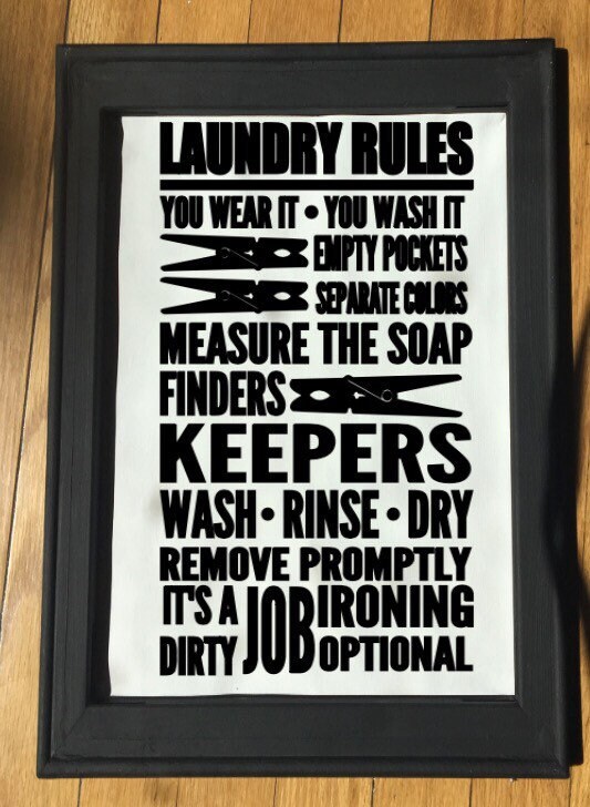 Laundry Room Sign Laundry Rules Wash Rinse Dry Iron Word