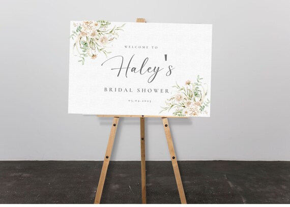 Bridal Shower sign with flowers. Canvas Bridal shower sign. Acrylic bridal shower sign. Bridal shower signs on photo board.