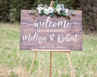 Personalized Wedding Welcome Sign Decal, Custom Mirror or Wood Sign