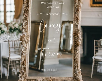 Personalized Wedding Welcome Sign Decal, Mirror or Wood