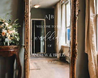 Personalized Wedding Welcome Sign Decal, Mirror Sticker