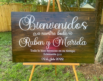 Bienvenidos sign stickers. Bienvenidos a nuestra boda.   Spanish wedding sign decals.  wedding decals.  Spanish wedding stickers