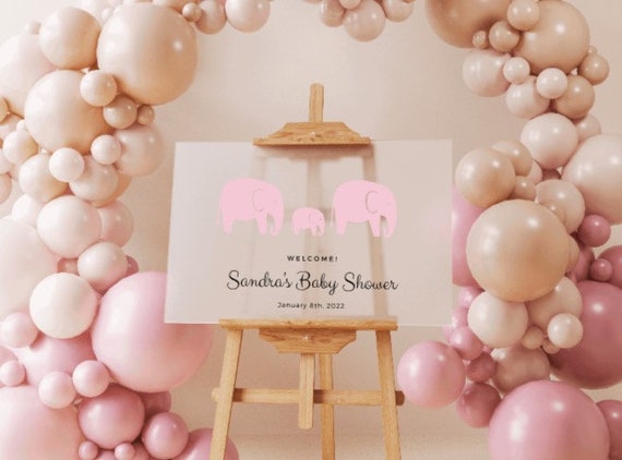 Baby shower sign stickers. Baby boy. baby girl. Elephant themed baby shower decals. Personalized baby shower sign decals. Decals for baby