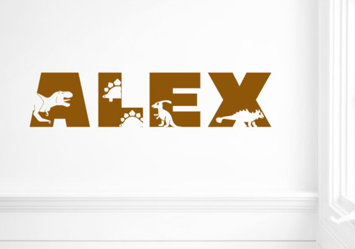 Dinosaur Themed Name Wall Decal. Dinosaur Bedroom Wall Decals. Etsy