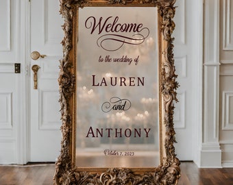 Personalized Wedding Welcome Sign Decal - Mirror or Wood