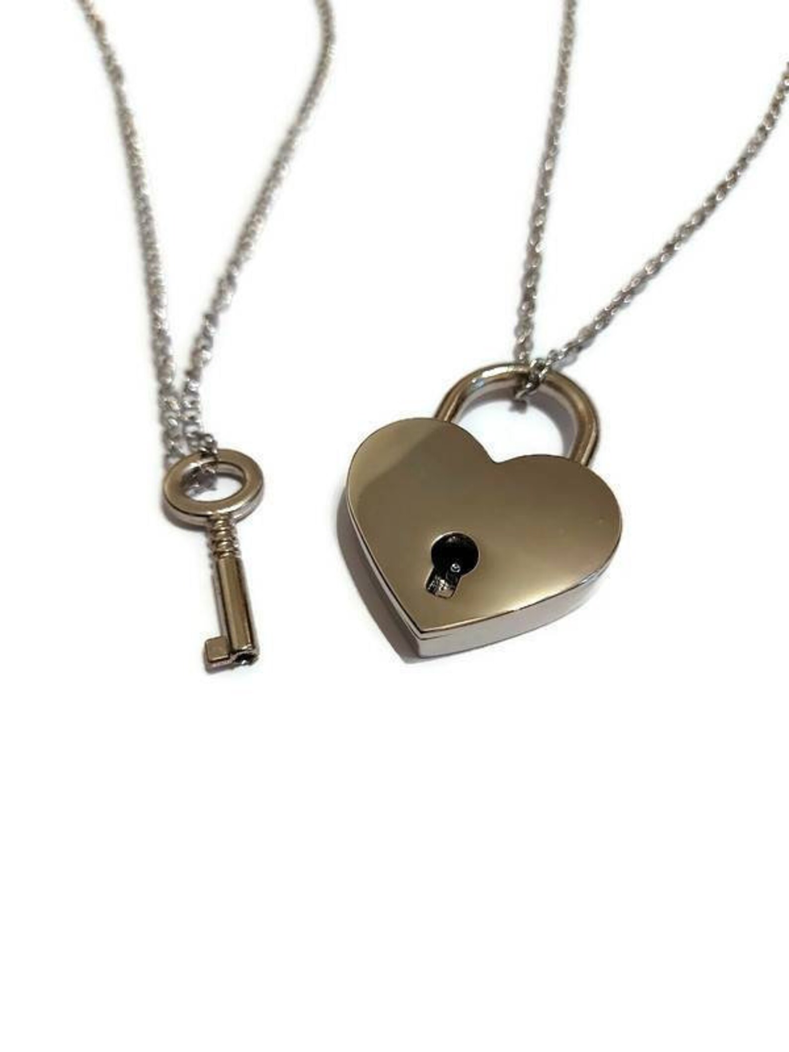 Lock and Key Necklace Gift for Couples Stainless Steel Etsy