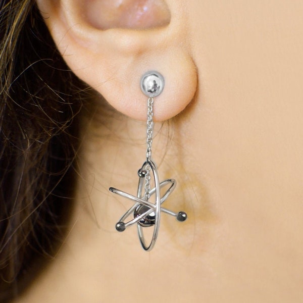 Superbes boucles d'oreilles atomes - Boucles d'oreilles 3D Atom, boucles d'oreilles uniques, cadeaux scientifiques, boucles d'oreilles scientifiques, bijoux scientifiques, bijoux ringard par Aliame