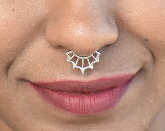 BatWoman + Choose 1 - Set of 2 sterling silver clip on septum rings, 925 silver nose jewellery, silver nose jewelry, bat septum nose ring