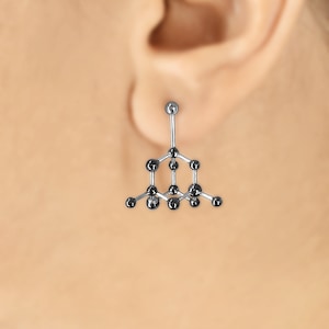 Diamond Molecule - 3D Unique Earring, Stud earrings, science jewelry, science gifts, chemistry gifts, geeky nerdy earrings by Aliame
