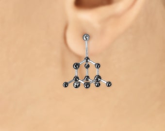 Diamond Molecule - 3D Unique Earring, Stud earrings, science jewelry, science gifts, chemistry gifts, geeky nerdy earrings by Aliame