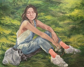 Girl in Grass Painting