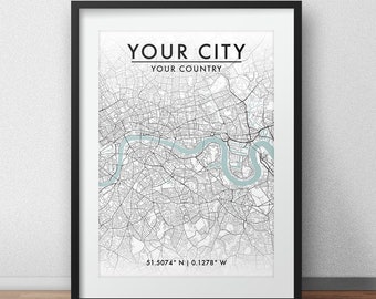 Custom City Print, Any City Map, Street Map Art, Custom Map Print, City Map Wall Art, Custom Map, Travel Poster, Personalised Gift