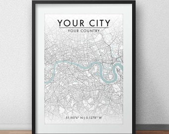 Custom Map Art Print Any City in the World Custom City Map / Print ...