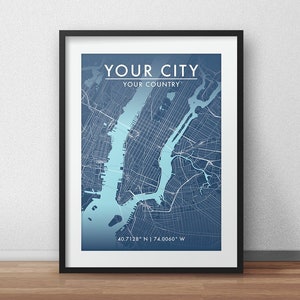 Impressão de mapa de cidade personalizado, qualquer mapa de cidade, impressão de mapa personalizado, arte de parede de mapa de cidade, mapa personalizado, pôster de viagem, impressão de mapa, presente personalizado