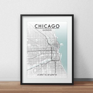 Chicago City Map Print, Street Map Art, Chicago Map Poster, Chicago Map Print, City Map Wall Art, Chicago Map, Travel Poster, Map Print