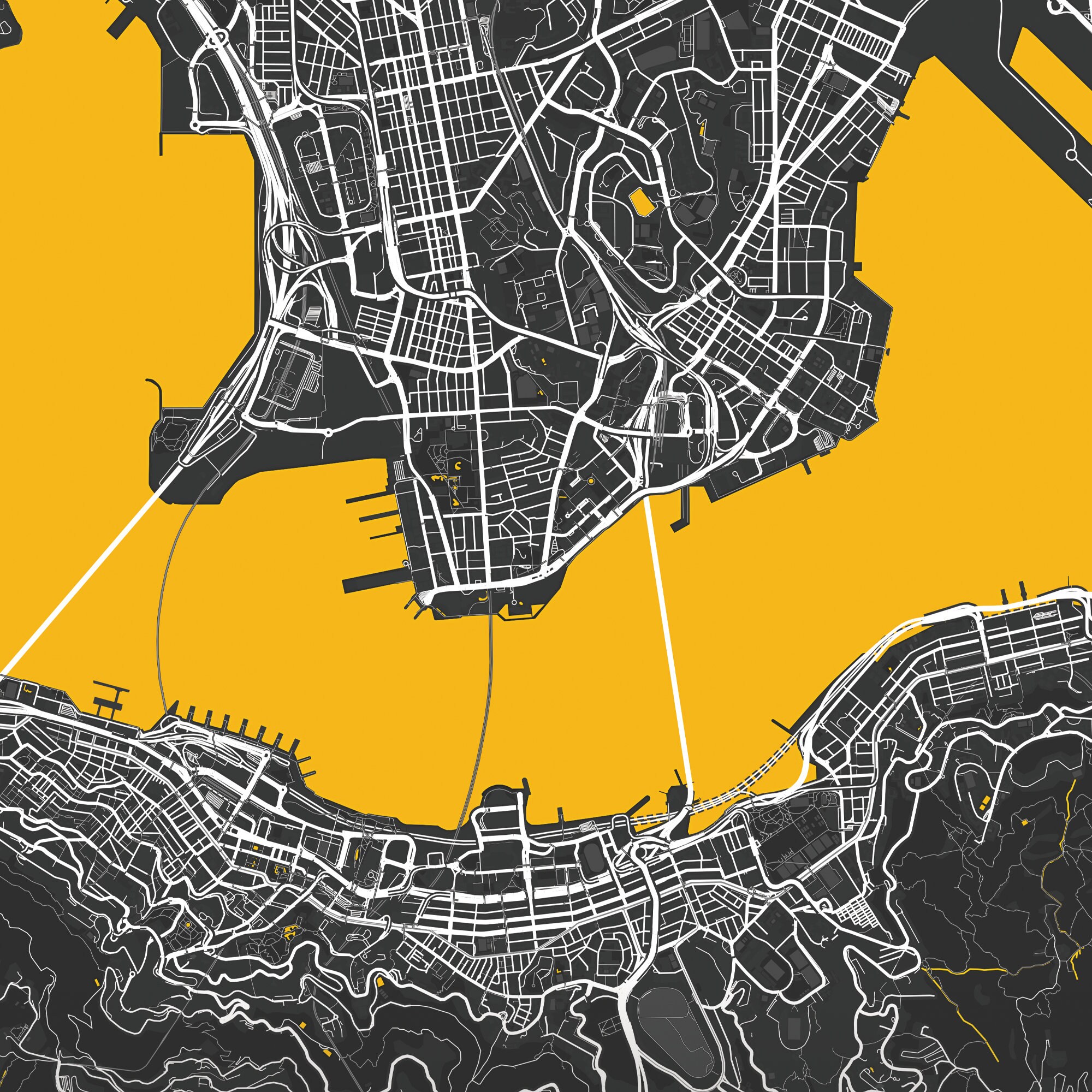 Hong Kong City Map Print Street Map Art Hong Kong Map Etsy