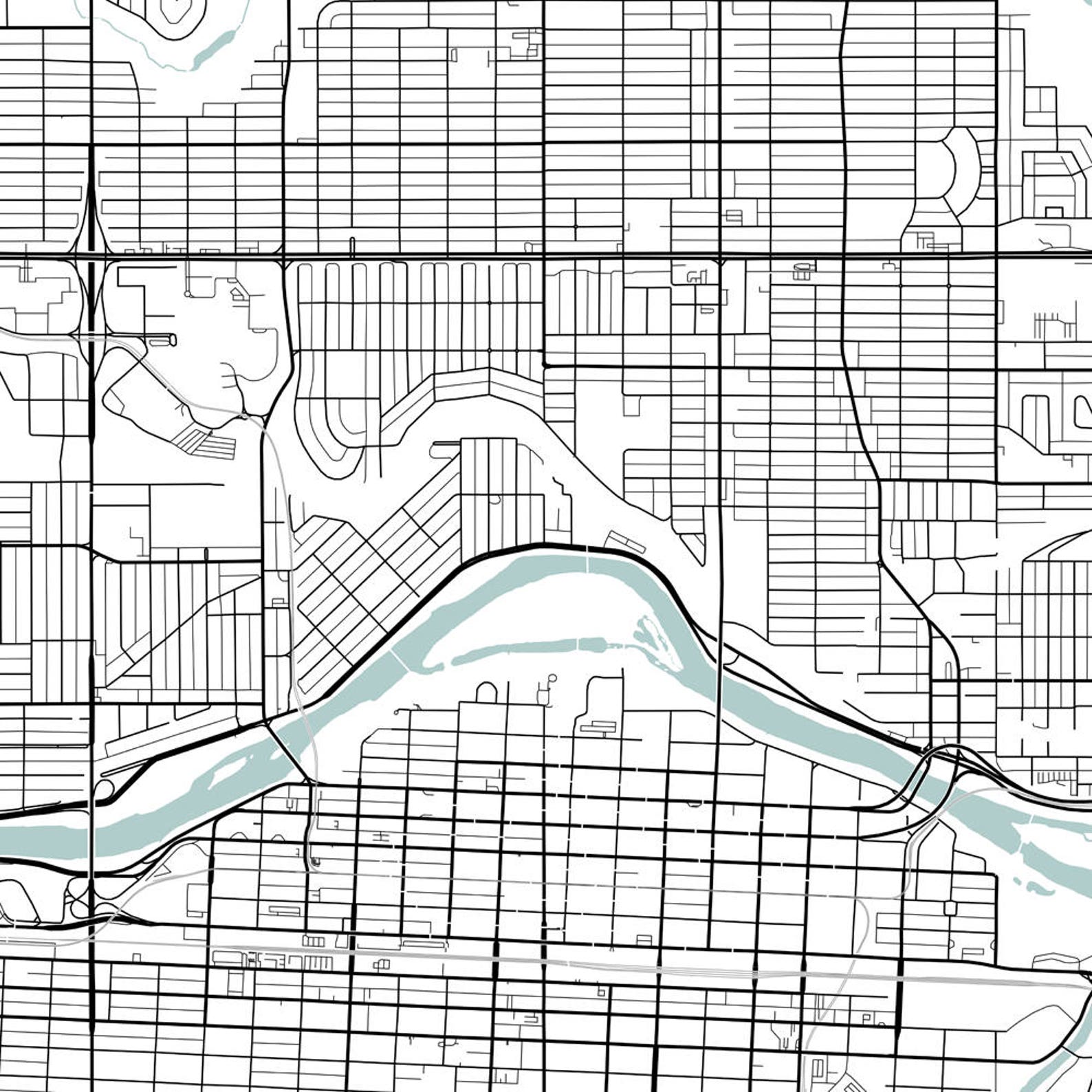 Calgary City Map Printable Street Map Art Calgary Map Print Etsy