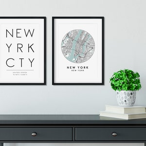 Ensemble d'impressions de New York, carte de la ville de New York, impression typographie, impression de New York, impression de plan de rue, impression de voyage, affiche de voyage, impression de carte