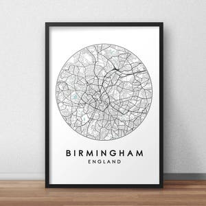 Birmingham City Map Print, Street Map Art, Birmingham Map Poster, Birmingham Map Print, City Map Wall Art, Birmingham Map, Travel Poster