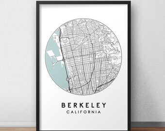 Berkeley City Map Print, Street Map Art, Berkeley Map Poster, Berkeley Map Print, City Map Wall Art, Berkeley Map, Travel Poster, Map Print
