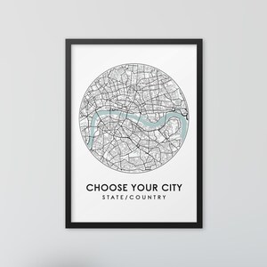 Impresión de mapa de ciudad personalizado Cualquier mapa de ciudad Impresión de mapa personalizado Arte de pared de mapa de ciudad Póster de viaje de mapa personalizado Impresión de mapa Regalo personalizado