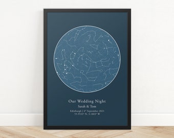 Personalised Star Map Print Anniversary Gift Night Sky Print Star Map Poster Wedding Gift Zodiac Constellation Print Custom Star Map