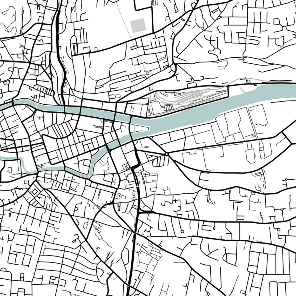 Cork City Map Print Street Map Art Cork Map Poster Cork Map Etsy