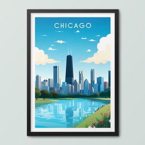 Chicago Travel Poster Wall Art Print Chicago Poster Chicago Print Chicago Art Print Travel Print Chicago City Print
