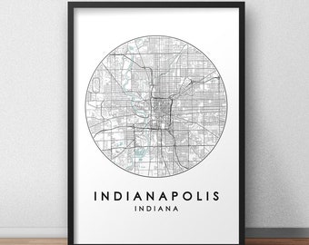 Impresión del mapa de la ciudad de Indianápolis, Arte del mapa de calles, Cartel del mapa de Indianápolis, Impresión del mapa de Indianápolis, Arte de la pared del mapa de la ciudad, Mapa de Indianápolis, Viajes