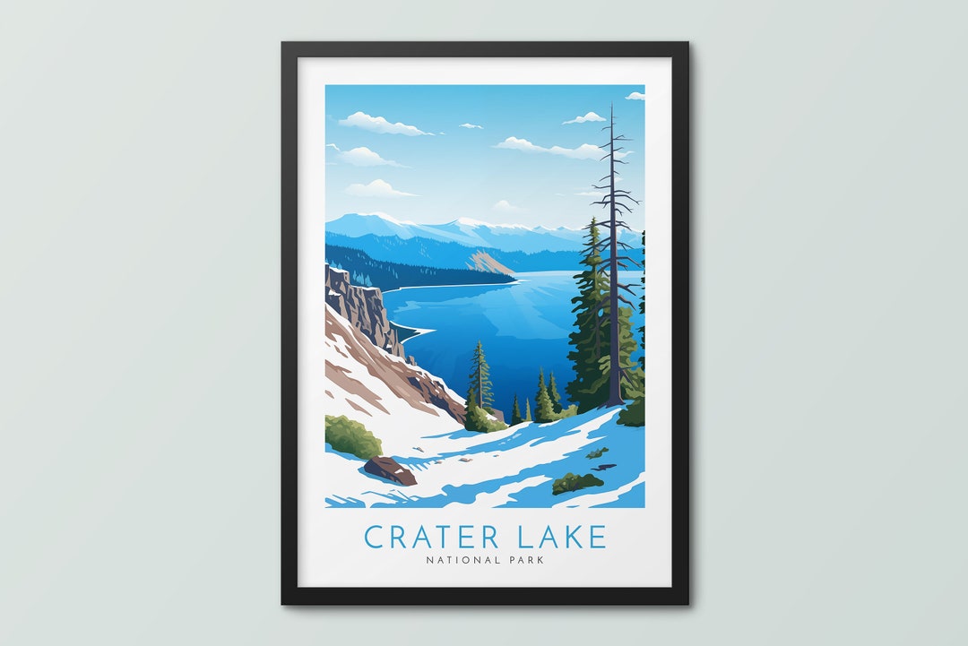 Crater Lake National Park Travel Poster Wall Art Print Crater Lake ...