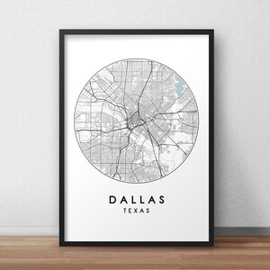 Dallas City Map Print, Street Map Art, Dallas Map Poster, Dallas Map Print, City Map Wall Art, Dallas Map, Travel Poster, Map Print