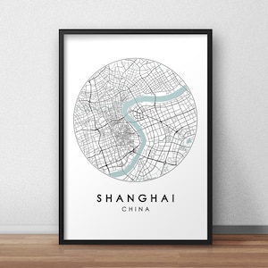 Shanghai City Map Print, Street Map Art, Shanghai Map Poster, Shanghai Map Print, City Map Wall Art, Shanghai Map, Travel Poster, Map Print