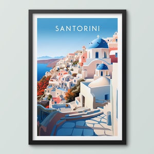 Santorini Reise-Poster-Wand-Kunst-Druck Santorini-Poster Santorini-Druck Oia-Kunstdruck-Reise-Druck Santorini-Stadt-Druck
