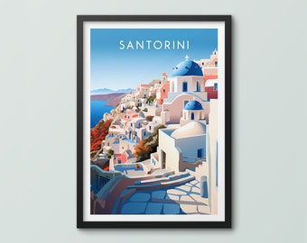 Santorini Travel Poster Wall Art Print Santorini Poster Santorini Print Oia Art Print Travel Print Santorini City Print