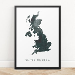 UK Map Watercolour Print, Watercolor Map Art, United Kingdom Map Poster ...
