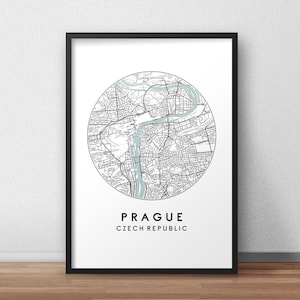 Impression de carte de ville de Prague, art de carte de rue, affiche de carte de Prague, impression de carte de Prague, art mural de carte de ville, carte de Prague, affiche de voyage, impression de carte