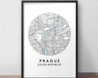Prague City Map Print, Street Map Art, Prague Map Poster, Prague Map Print, City Map Wall Art, Prague Map, Travel Poster, Map Print