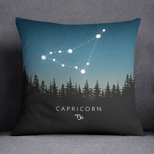 Handmade Capricorn Constellation Throw Pillow: Horoscope Print Cushion