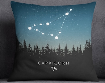 Capricorn Constellation Cushion Cover With Insert Included, Throw Pillow, Handmade Canvas Throw Cushion, Horoscope Print, Personal Gift