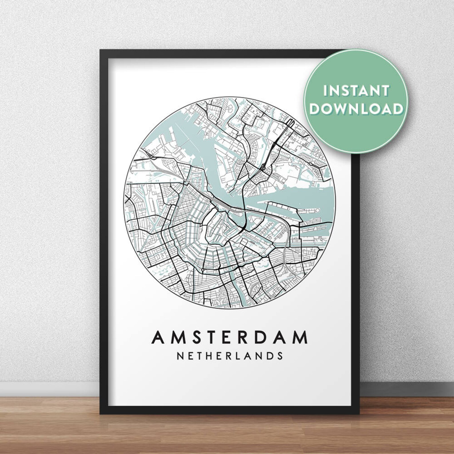 Amsterdam City Map Printable Street Map Art Amsterdam Map | Etsy UK