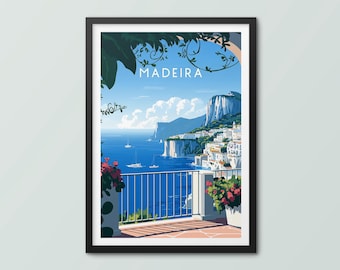 Madeira reseposter väggkonst Madeira-poster Madeira-tryck strandkonsttryck resetryck Madeira stadstryck